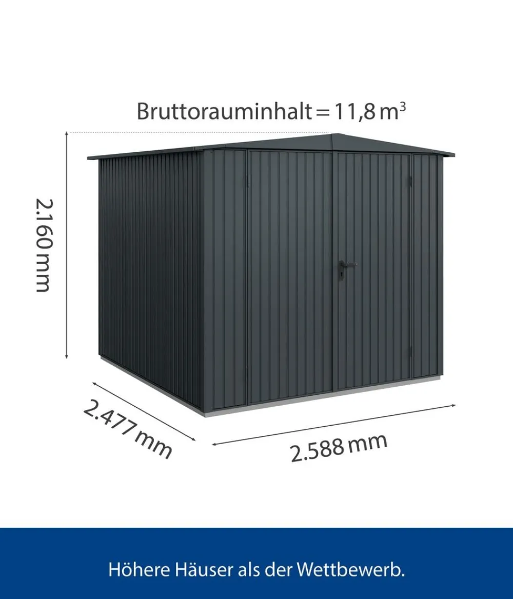 Hörmann Berry-Gerätehaus Classic-S Typ 2, ca. B258,8/H216/T247,7 cm Anthrazit Sale