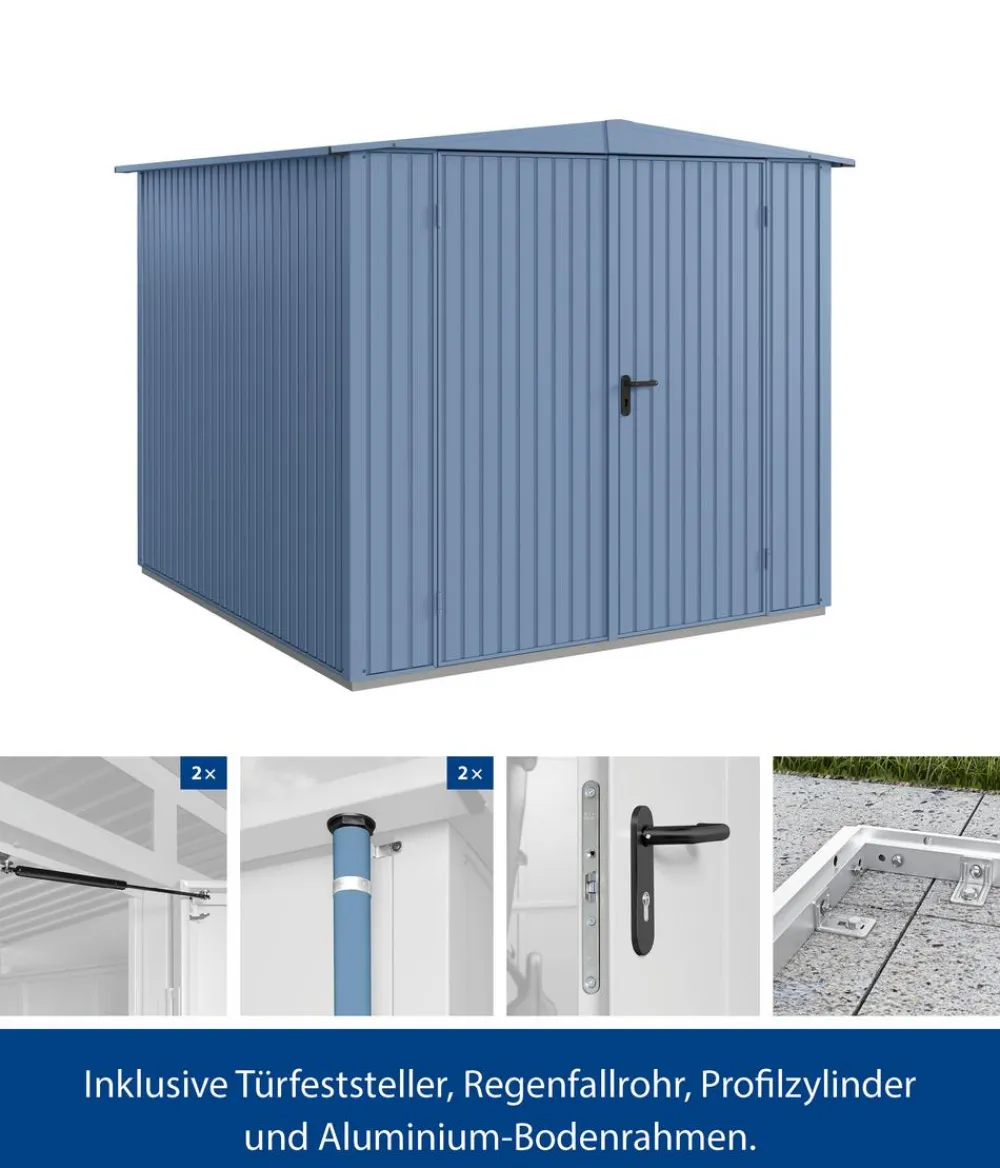 Hörmann Gartenhäuser & Gerätehäuser - Berry-Gerätehaus Classic-S Typ 2, ca. B258,8/H216/T247,7 cm Taubenblau