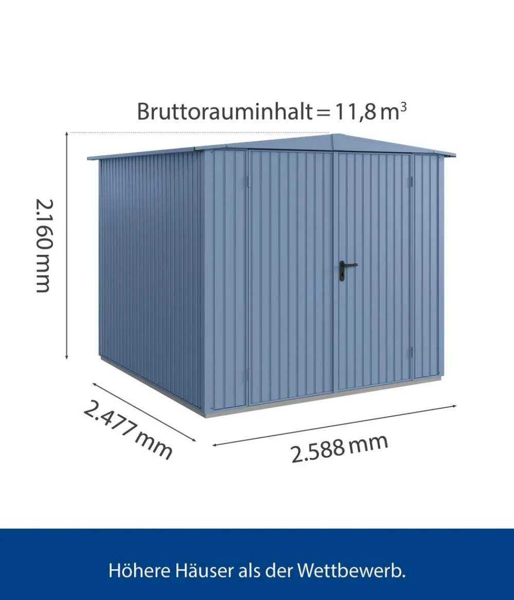 Hörmann Gartenhäuser & Gerätehäuser - Berry-Gerätehaus Classic-S Typ 2, ca. B258,8/H216/T247,7 cm Taubenblau