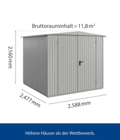 Hörmann Gartenhäuser & Gerätehäuser - Berry-Gerätehaus Classic-S Typ 2, ca. B258,8/H216/T247,7 cm Weißaluminium