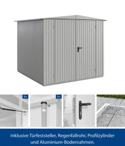 Hörmann Gartenhäuser & Gerätehäuser - Berry-Gerätehaus Classic-S Typ 2, ca. B258,8/H216/T247,7 cm Weißaluminium