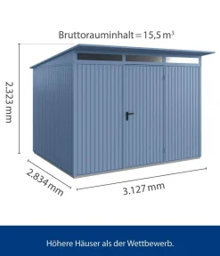 Hörmann Gartenhäuser & Gerätehäuser > Berry-Gerätehaus Classic-P Typ 3, ca. B312,7/H232,3/T283,4 cm