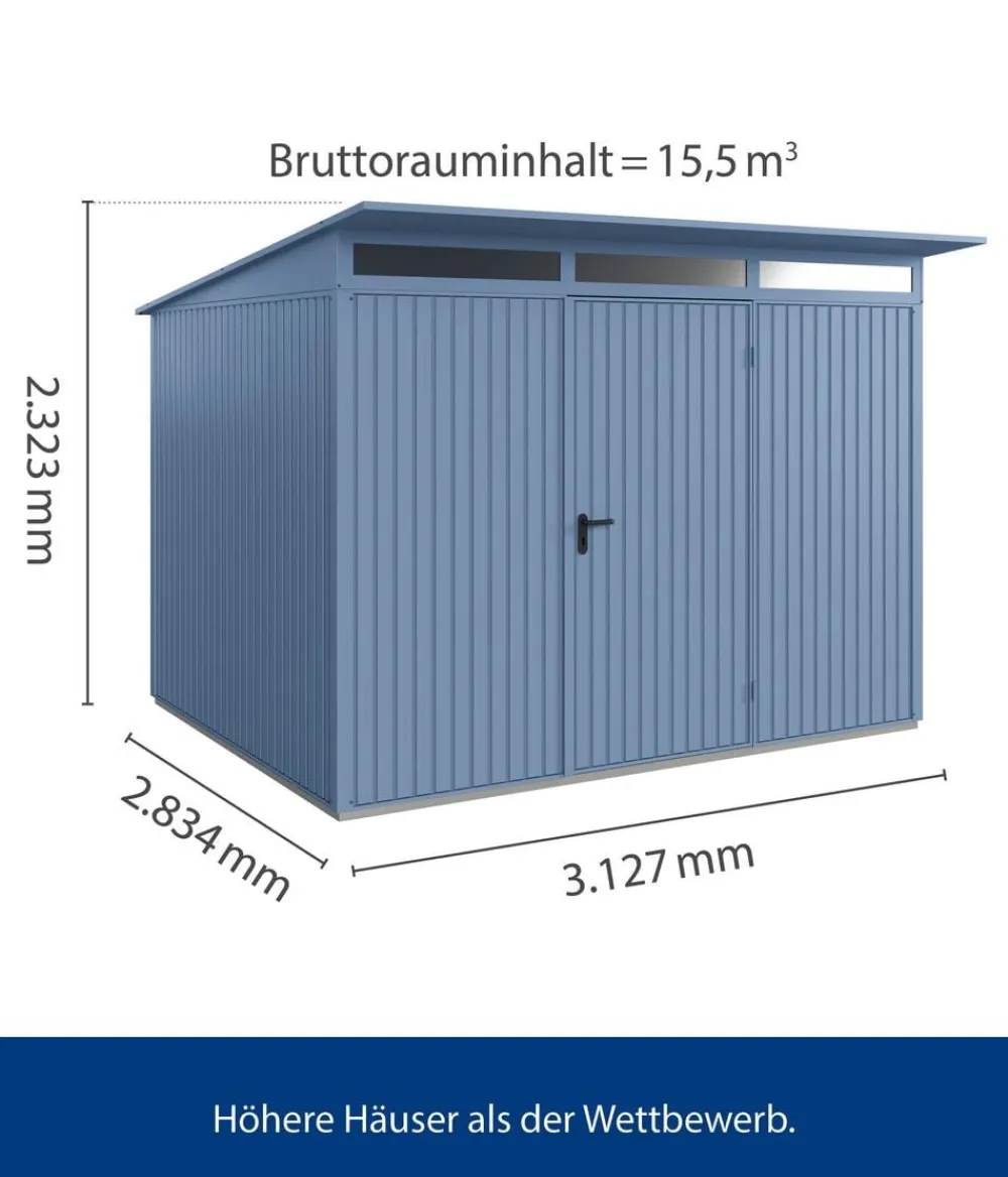 Hörmann Gartenhäuser & Gerätehäuser > Berry-Gerätehaus Classic-P Typ 3, ca. B312,7/H232,3/T283,4 cm