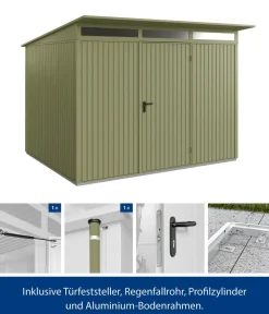 Hörmann Gartenhäuser & Gerätehäuser - Berry-Gerätehaus Classic-P Typ 3, ca. B312,7/H232,3/T283,4 cm Quarzgrau