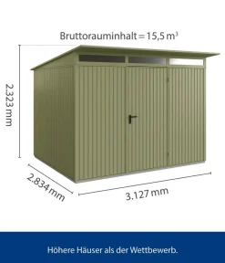Hörmann Gartenhäuser & Gerätehäuser > Berry-Gerätehaus Classic-P Typ 3, ca. B312,7/H232,3/T283,4 cm