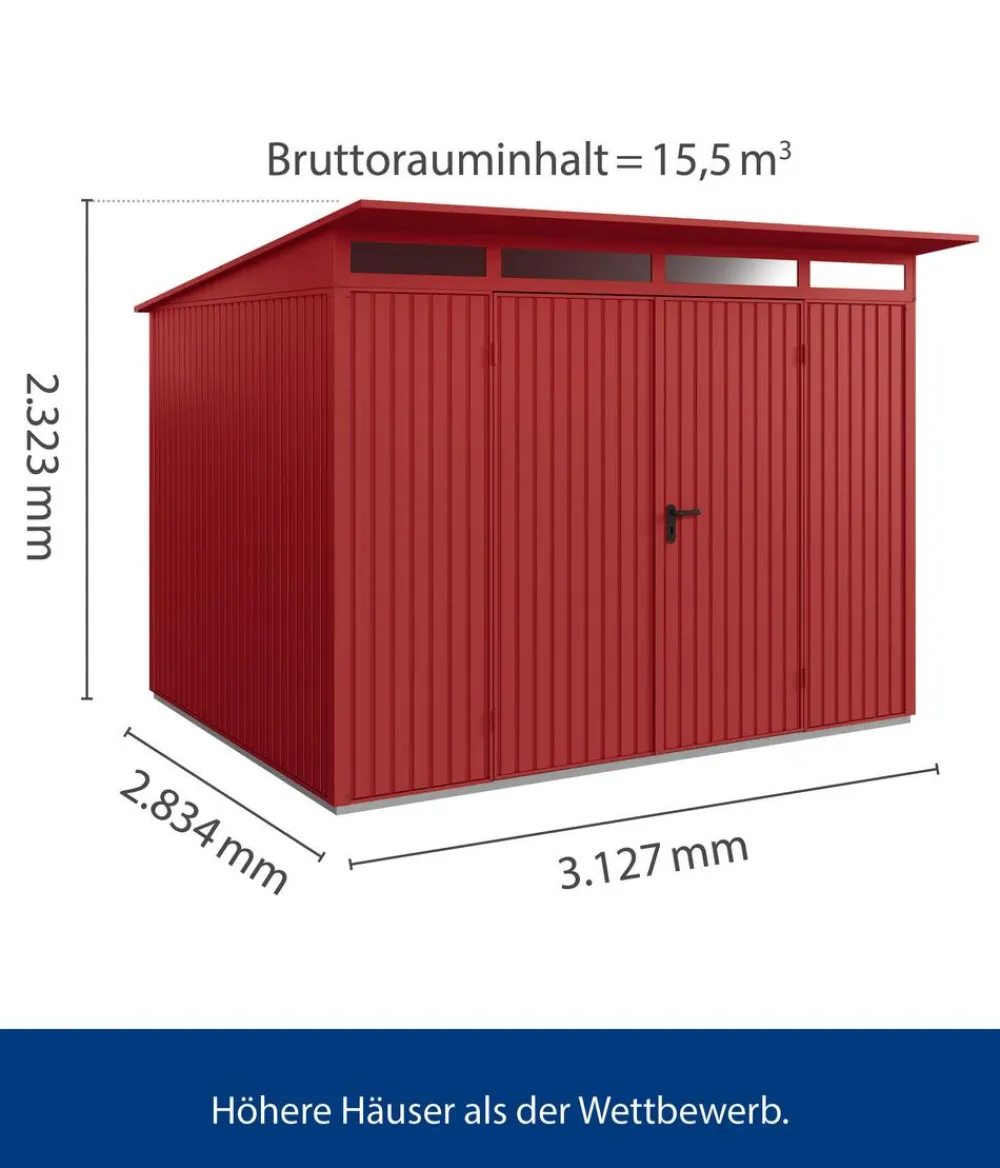 Hörmann Gartenhäuser & Gerätehäuser > Berry-Gerätehaus Classic-P Typ 3, ca. B312,7/H232,3/T283,4 cm