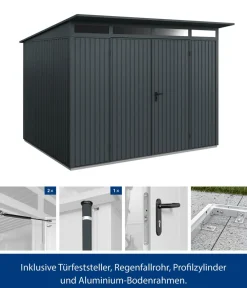 Hörmann Gartenhäuser & Gerätehäuser - Berry-Gerätehaus Classic-P Typ 3, ca. B312,7/H232,3/T283,4 cm Moosgrün