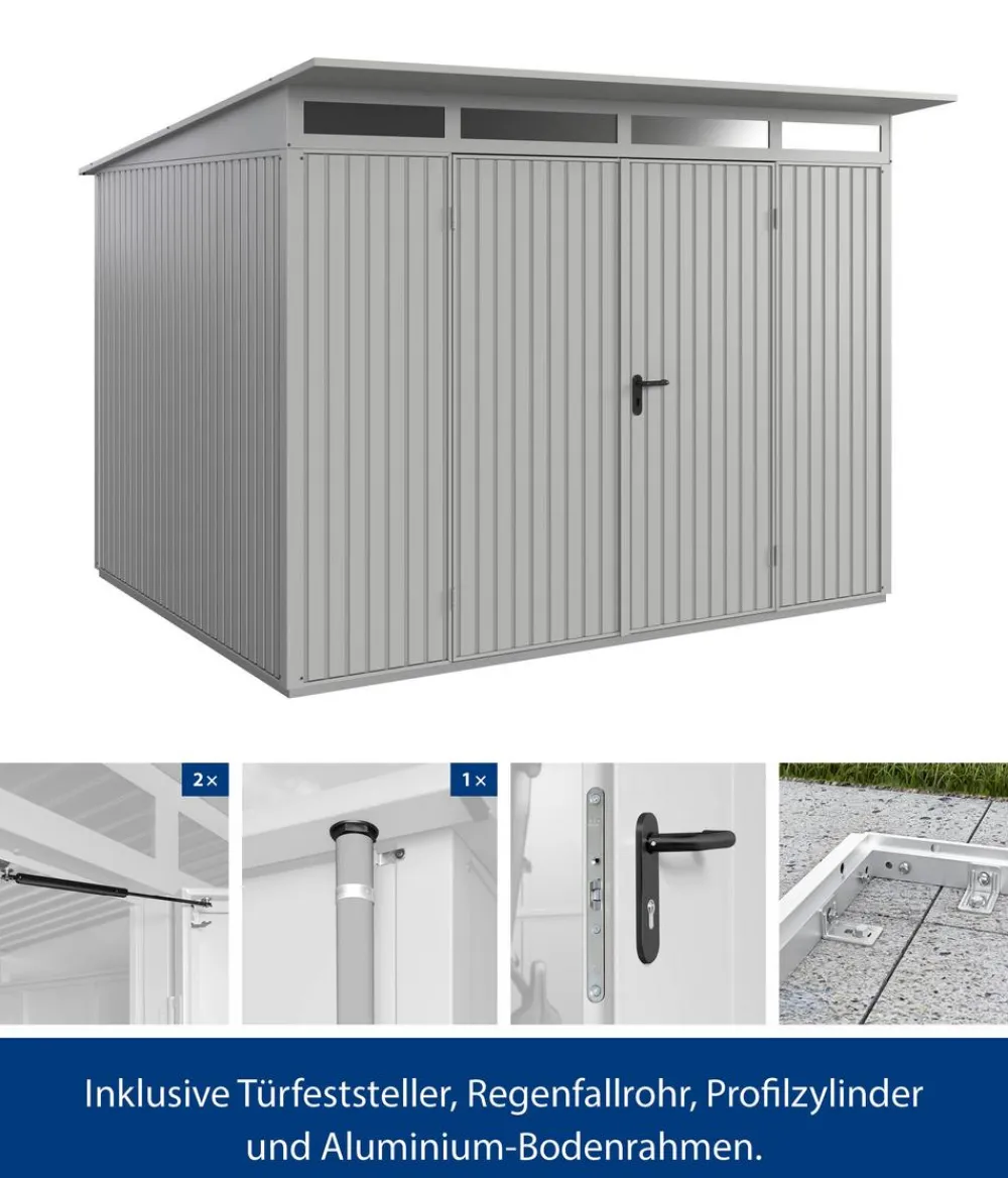 Hörmann Berry-Gerätehaus Classic-P Typ 3, ca. B312,7/H232,3/T283,4 cm Weißaluminium Clearance