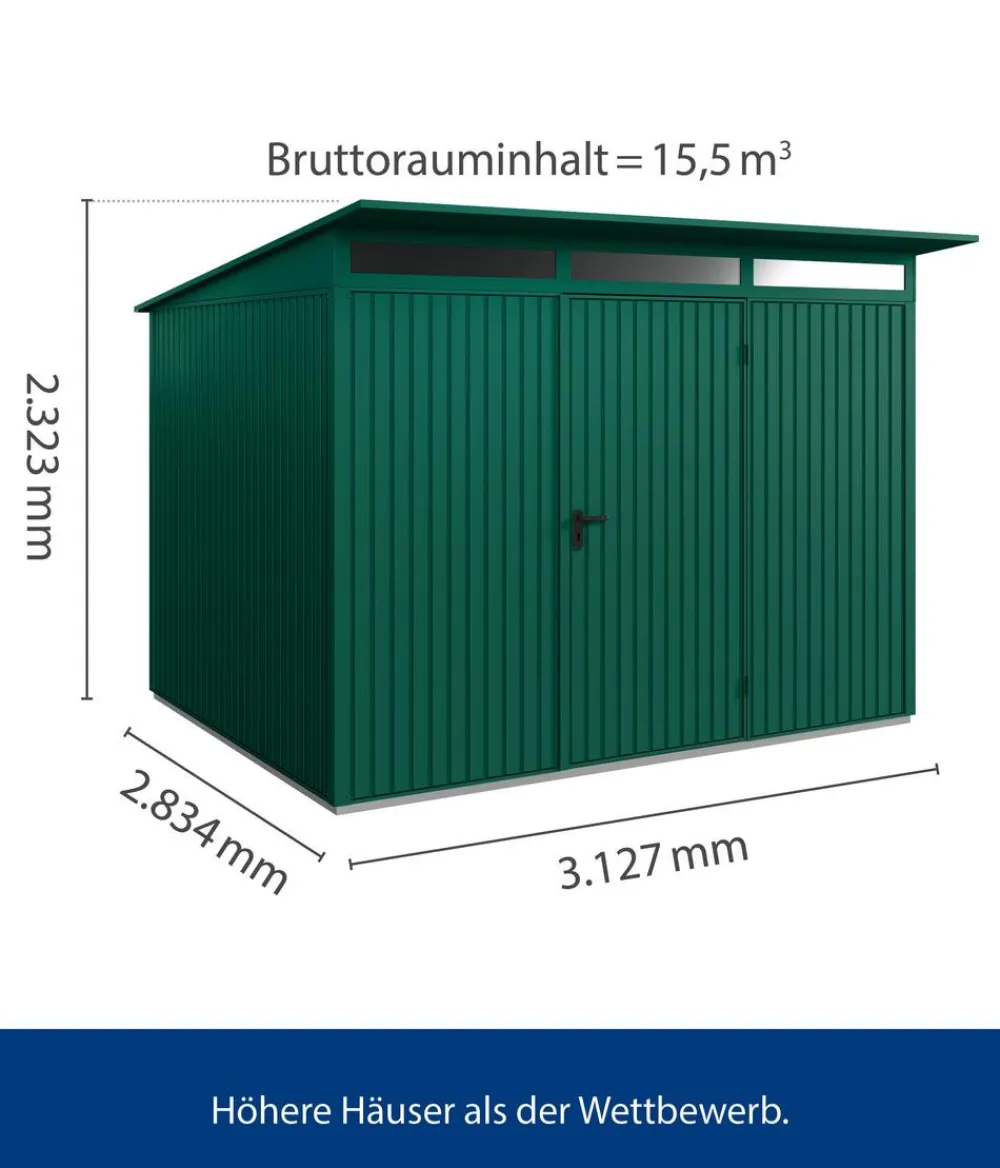 Hörmann Gartenhäuser & Gerätehäuser > Berry-Gerätehaus Classic-P Typ 3, ca. B312,7/H232,3/T283,4 cm
