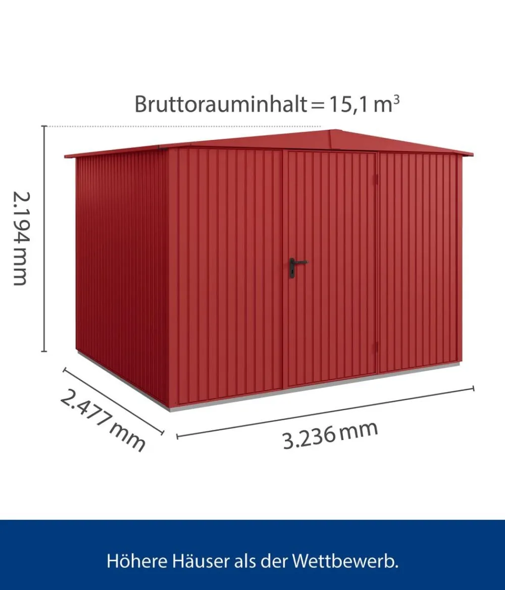Hörmann Gartenhäuser & Gerätehäuser - Berry-Gerätehaus Classic-S Typ 3, ca. B323,6/H219,4/T247,7 cm Graualuminium