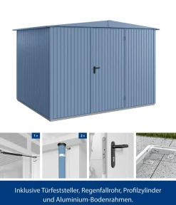 Hörmann Berry-Gerätehaus Classic-S Typ 3, ca. B323,6/H219,4/T247,7 cm Taubenblau