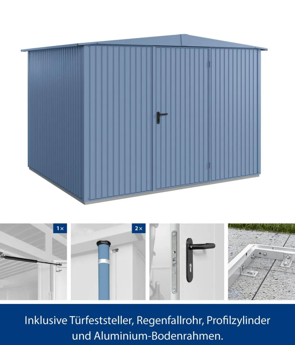 Hörmann Berry-Gerätehaus Classic-S Typ 3, ca. B323,6/H219,4/T247,7 cm Taubenblau