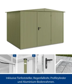 Hörmann Gartenhäuser & Gerätehäuser - Berry-Gerätehaus Classic-S Typ 3, ca. B323,6/H219,4/T247,7 cm Quarzgrau
