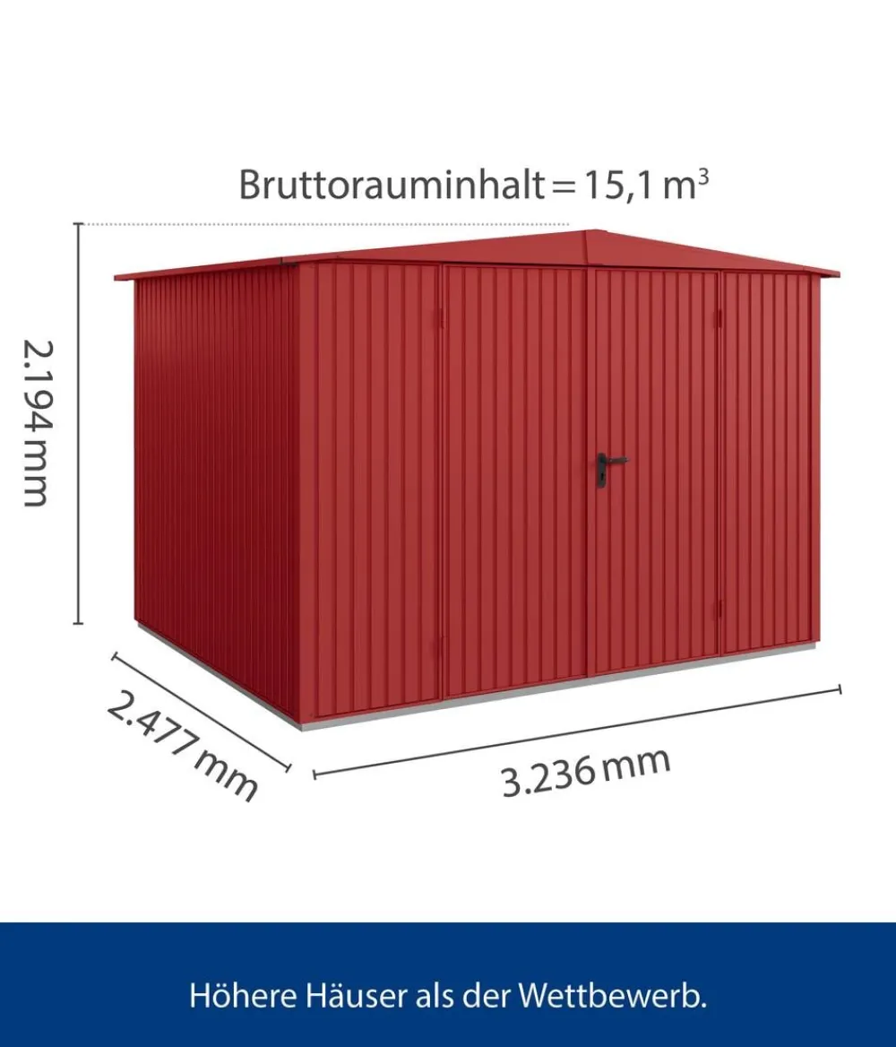 Hörmann Gartenhäuser & Gerätehäuser > Berry-Gerätehaus Classic-S Typ 3, ca. B323,6/H219,4/T247,7 cm