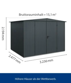Hörmann Gartenhäuser & Gerätehäuser - Berry-Gerätehaus Classic-S Typ 3, ca. B323,6/H219,4/T247,7 cm Weißaluminium