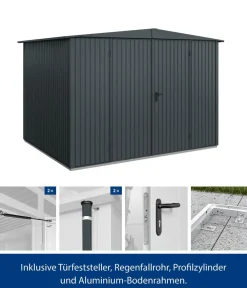 Hörmann Gartenhäuser & Gerätehäuser - Berry-Gerätehaus Classic-S Typ 3, ca. B323,6/H219,4/T247,7 cm Weißaluminium