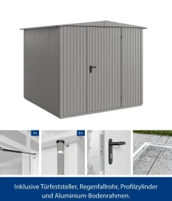 Hörmann Gartenhäuser & Gerätehäuser - Berry-Gerätehaus Classic-S Typ 2, ca. B258,8/H216/T247,7 cm Graualuminium