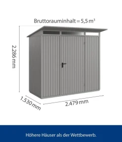 Hörmann Gartenhäuser & Gerätehäuser > Berry-Gerätehaus Classic-P Typ 1, ca. B247,9/H228,6/T153 cm