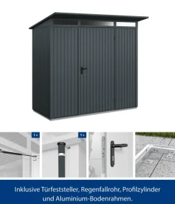 Hörmann Berry-Gerätehaus Classic-P Typ 1, ca. B247,9/H228,6/T153 cm Anthrazit Hot