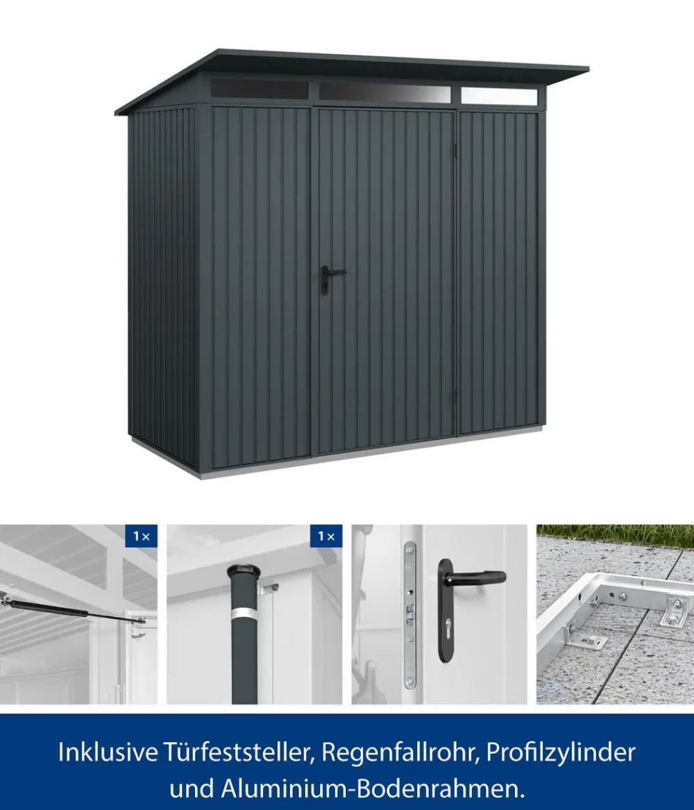 Hörmann Berry-Gerätehaus Classic-P Typ 1, ca. B247,9/H228,6/T153 cm Anthrazit Hot