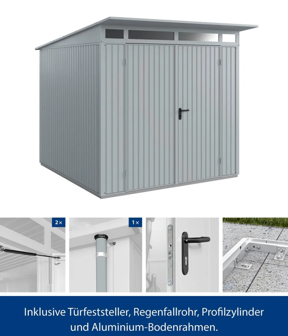 Hörmann Berry-Gerätehaus Classic-P Typ 2, ca. B247,9/H232,3/T283,4 cm Fenstergrau Outlet