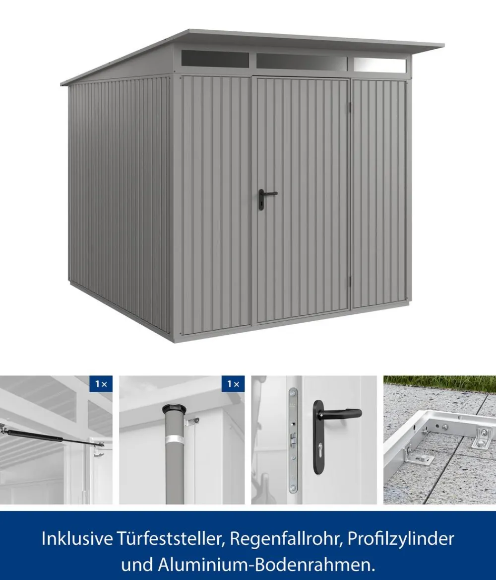 Hörmann Gartenhäuser & Gerätehäuser - Berry-Gerätehaus Classic-P Typ 2, ca. B247,9/H232,3/T283,4 cm Graualuminium