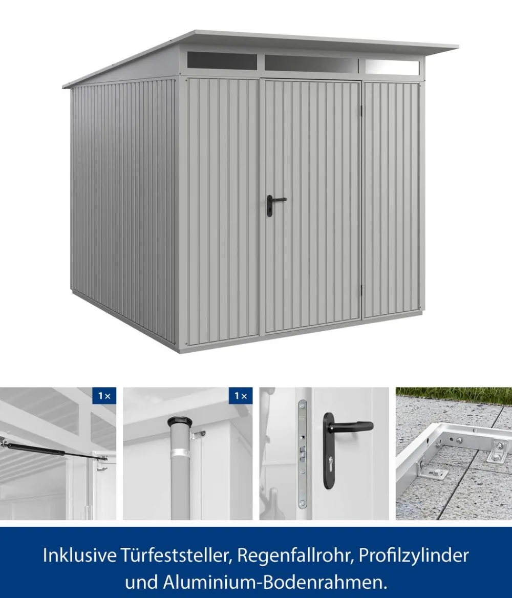 Hörmann Gartenhäuser & Gerätehäuser - Berry-Gerätehaus Classic-P Typ 2, ca. B247,9/H232,3/T283,4 cm Weißaluminium