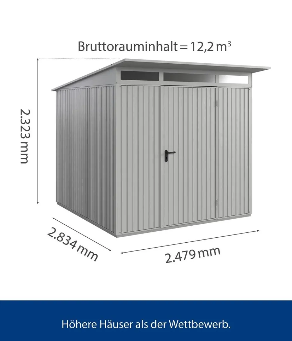 Hörmann Gartenhäuser & Gerätehäuser - Berry-Gerätehaus Classic-P Typ 2, ca. B247,9/H232,3/T283,4 cm Weißaluminium