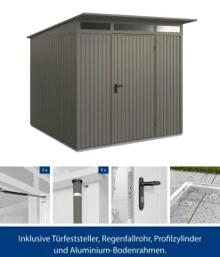 Hörmann Gartenhäuser & Gerätehäuser - Berry-Gerätehaus Classic-P Typ 2, ca. B247,9/H232,3/T283,4 cm Quarzgrau