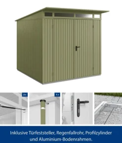Hörmann Gartenhäuser & Gerätehäuser - Berry-Gerätehaus Classic-P Typ 2, ca. B247,9/H232,3/T283,4 cm Schilfgrün