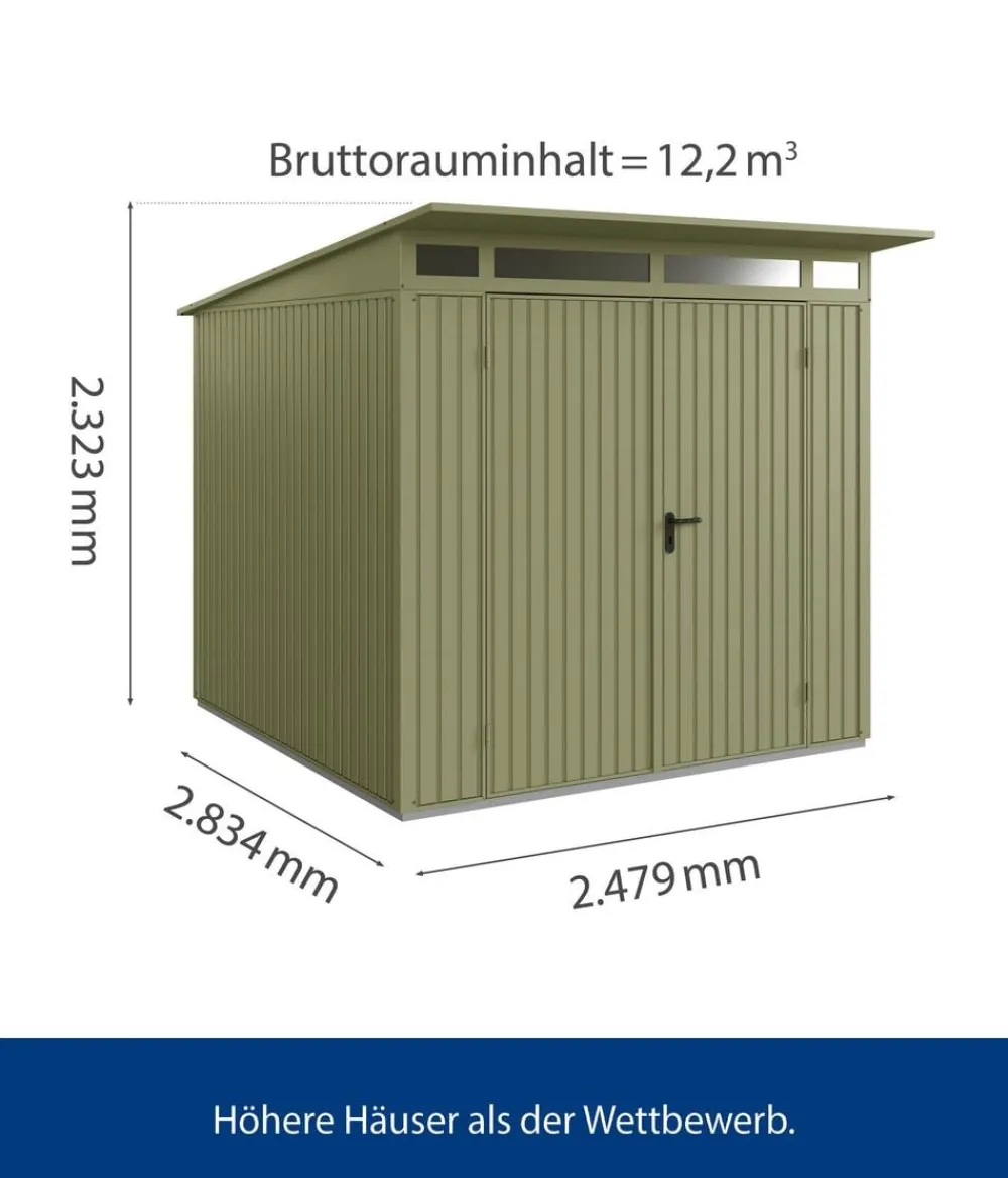 Hörmann Gartenhäuser & Gerätehäuser - Berry-Gerätehaus Classic-P Typ 2, ca. B247,9/H232,3/T283,4 cm Schilfgrün