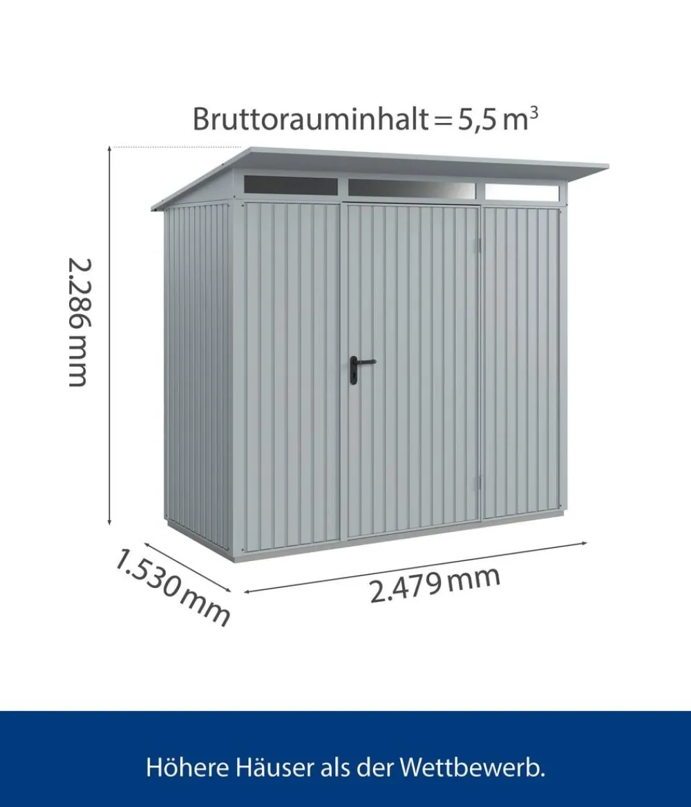 Hörmann Gartenhäuser & Gerätehäuser > Berry-Gerätehaus Classic-P Typ 1, ca. B247,9/H228,6/T153 cm