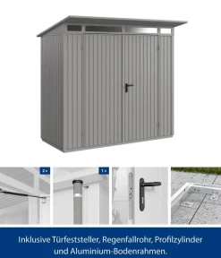 Hörmann Berry-Gerätehaus Classic-P Typ 1, ca. B247,9/H228,6/T153 cm Graualuminium Best