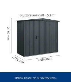 Hörmann Gartenhäuser & Gerätehäuser > Berry-Gerätehaus Classic-S Typ 1, ca. B258,8/H216/T121,3 cm