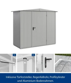 Hörmann Berry-Gerätehaus Classic-S Typ 1, ca. B258,8/H216/T121,3 cm Weißaluminium Clearance