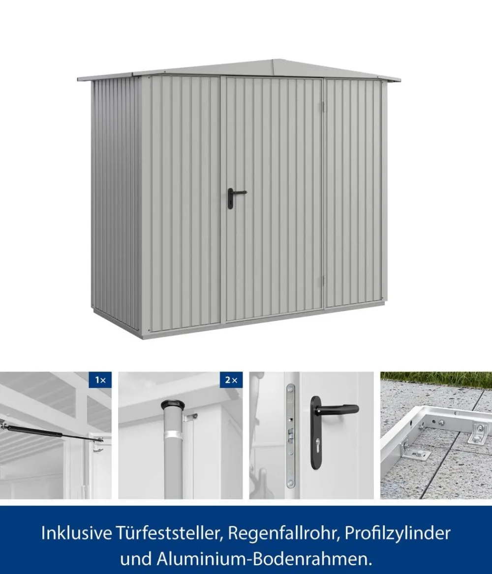 Hörmann Berry-Gerätehaus Classic-S Typ 1, ca. B258,8/H216/T121,3 cm Weißaluminium Clearance