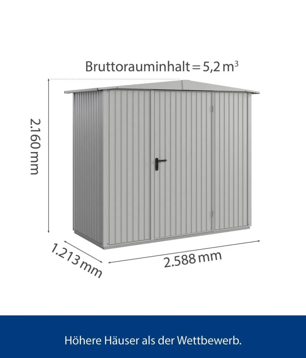 Hörmann Berry-Gerätehaus Classic-S Typ 1, ca. B258,8/H216/T121,3 cm Weißaluminium Clearance