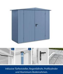 Hörmann Berry-Gerätehaus Classic-S Typ 1, ca. B258,8/H216/T121,3 cm Taubenblau Outlet