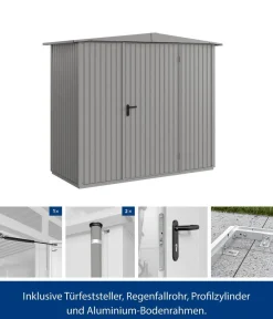 Hörmann Gartenhäuser & Gerätehäuser - Berry-Gerätehaus Classic-S Typ 1, ca. B258,8/H216/T121,3 cm Graualuminium