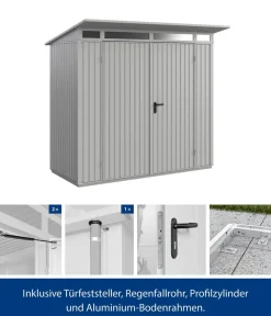 Hörmann Berry-Gerätehaus Classic-P Typ 1, ca. B247,9/H228,6/T153 cm Weißaluminium Hot