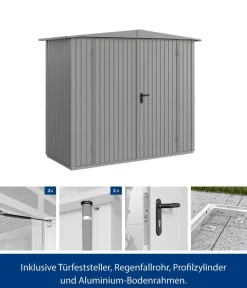 Hörmann Gartenhäuser & Gerätehäuser - Berry-Gerätehaus Classic-S Typ 1, ca. B258,8/H216/T121,3 cm Graualuminium