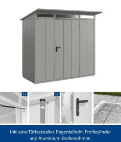 Hörmann Berry-Gerätehaus Modern-P Typ 1, ca. B247,9/H228,6/T153 cm Graualuminium Hot