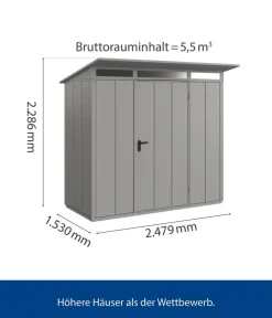 Hörmann Gartenhäuser & Gerätehäuser > Berry-Gerätehaus Modern-P Typ 1, ca. B247,9/H228,6/T153 cm