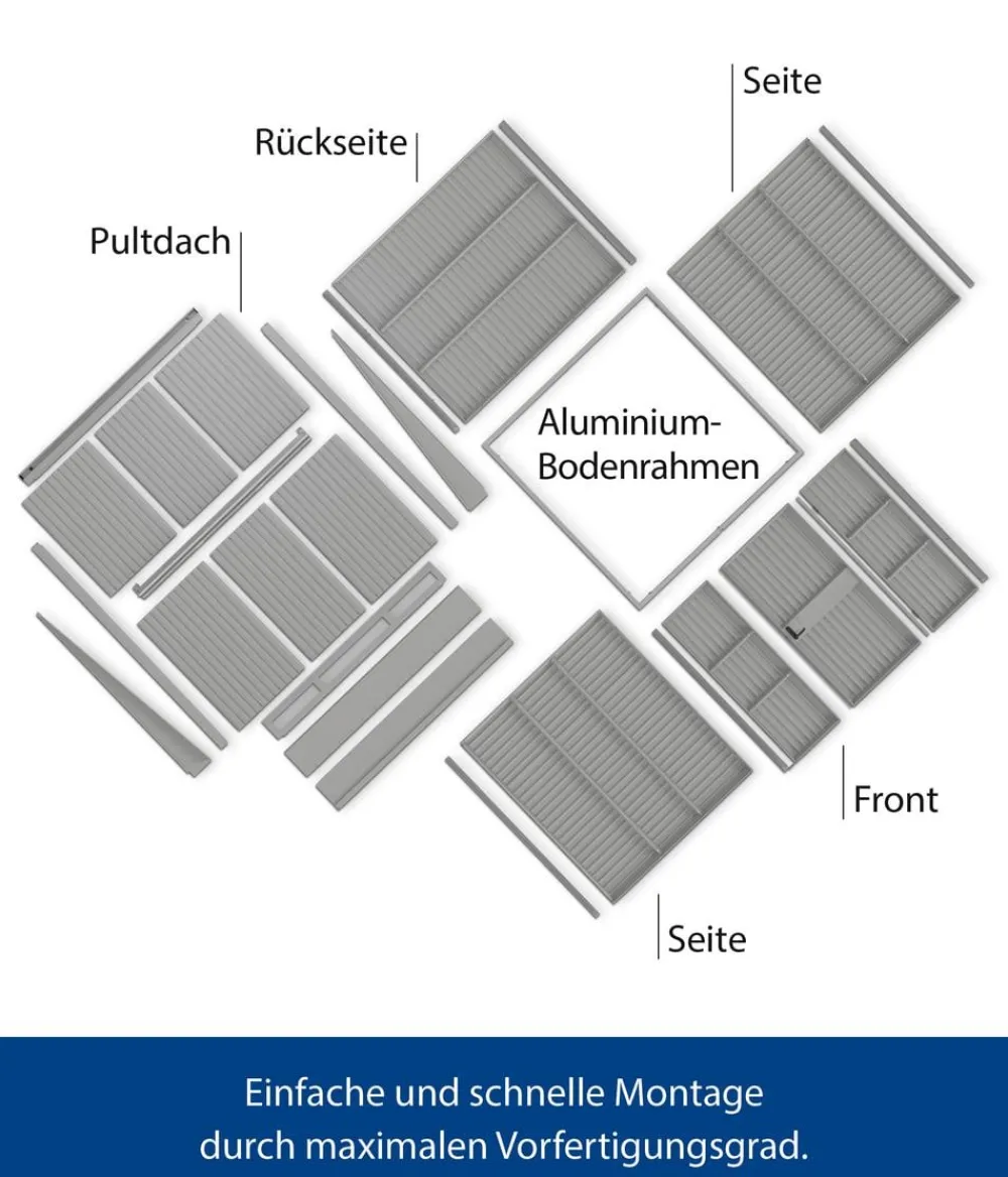 Hörmann Berry-Gerätehaus Modern-P Typ 1, ca. B247,9/H228,6/T153 cm Quarzgrau Outlet
