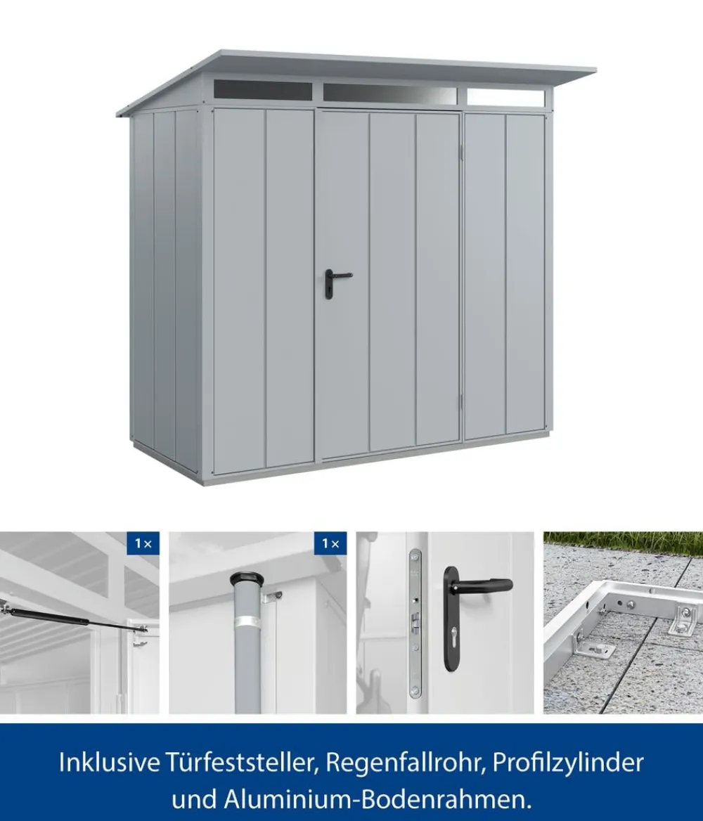 Hörmann Gartenhäuser & Gerätehäuser - Berry-Gerätehaus Modern-P Typ 1, ca. B247,9/H228,6/T153 cm Fenstergrau