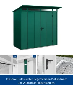 Hörmann Gartenhäuser & Gerätehäuser - Berry-Gerätehaus Modern-P Typ 1, ca. B247,9/H228,6/T153 cm Moosgrün