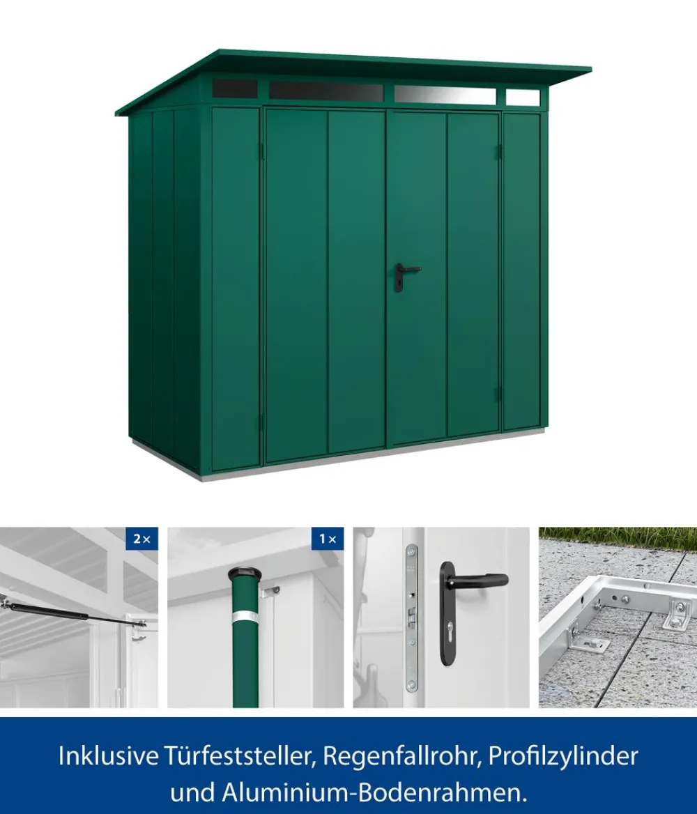 Hörmann Gartenhäuser & Gerätehäuser - Berry-Gerätehaus Modern-P Typ 1, ca. B247,9/H228,6/T153 cm Moosgrün