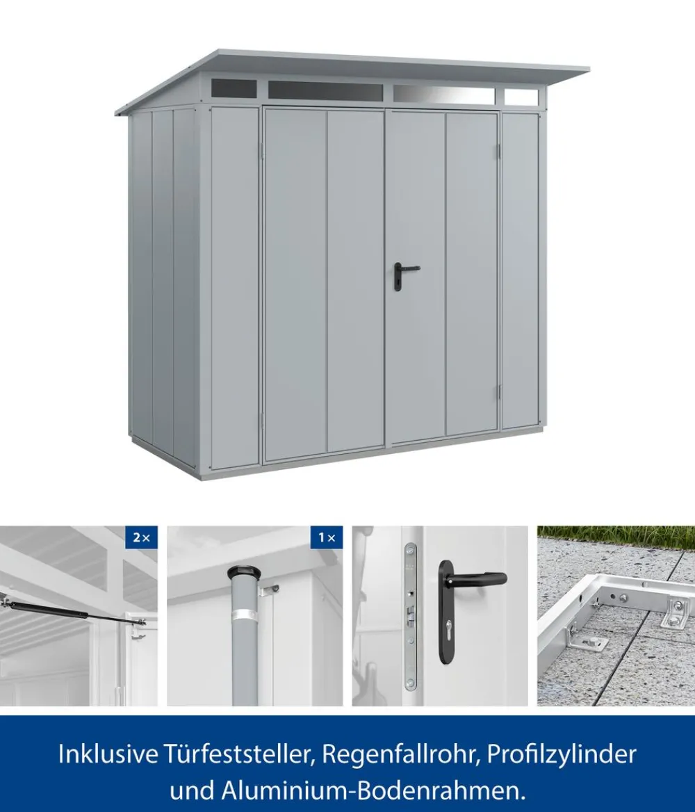 Hörmann Gartenhäuser & Gerätehäuser - Berry-Gerätehaus Modern-P Typ 1, ca. B247,9/H228,6/T153 cm Fenstergrau