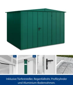 Hörmann Berry-Gerätehaus Modern-S Typ 3, ca. B323,6/H219,4/T247,7 cm Moosgrün Outlet
