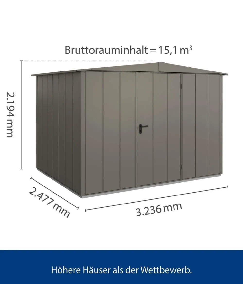Hörmann Berry-Gerätehaus Modern-S Typ 3, ca. B323,6/H219,4/T247,7 cm Quarzgrau